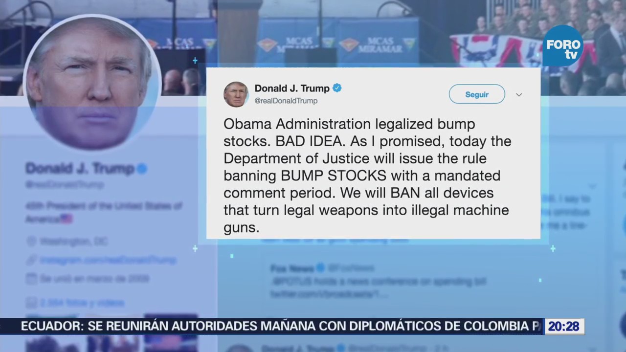 Trump anuncia prohibición de ‘bump stocks’