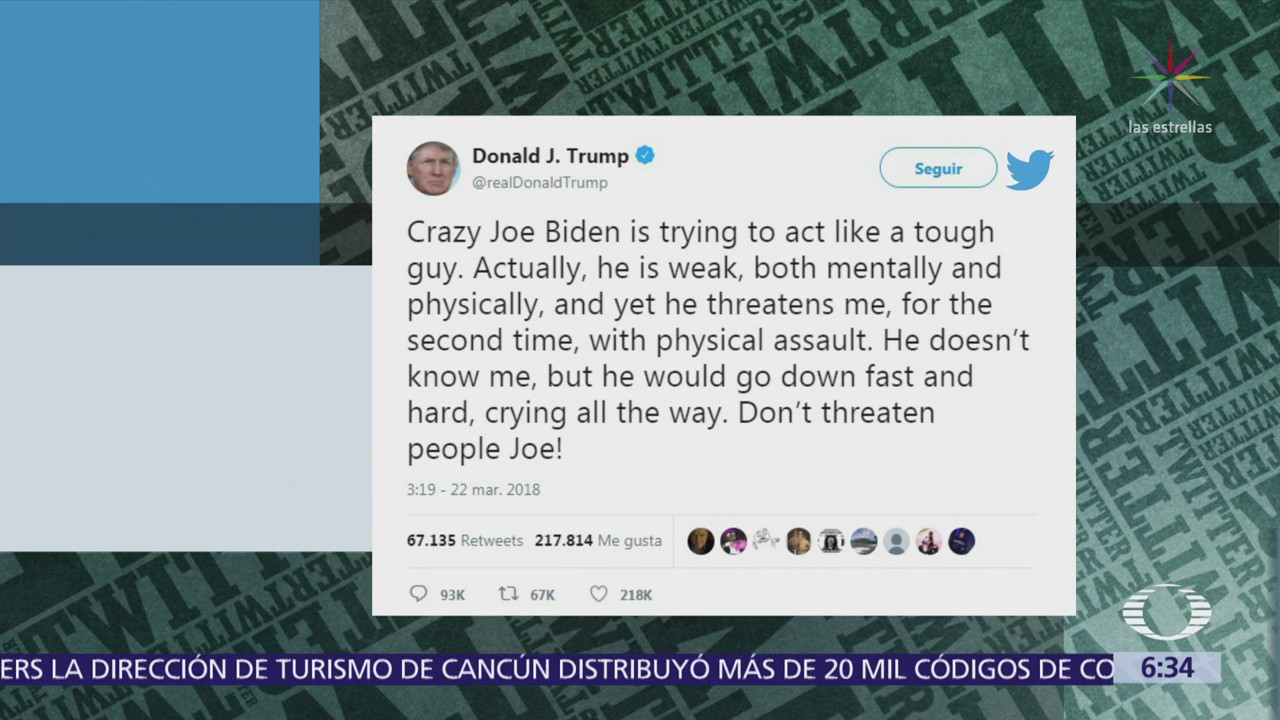 Trump arremete contra Joe Biden en Twitter