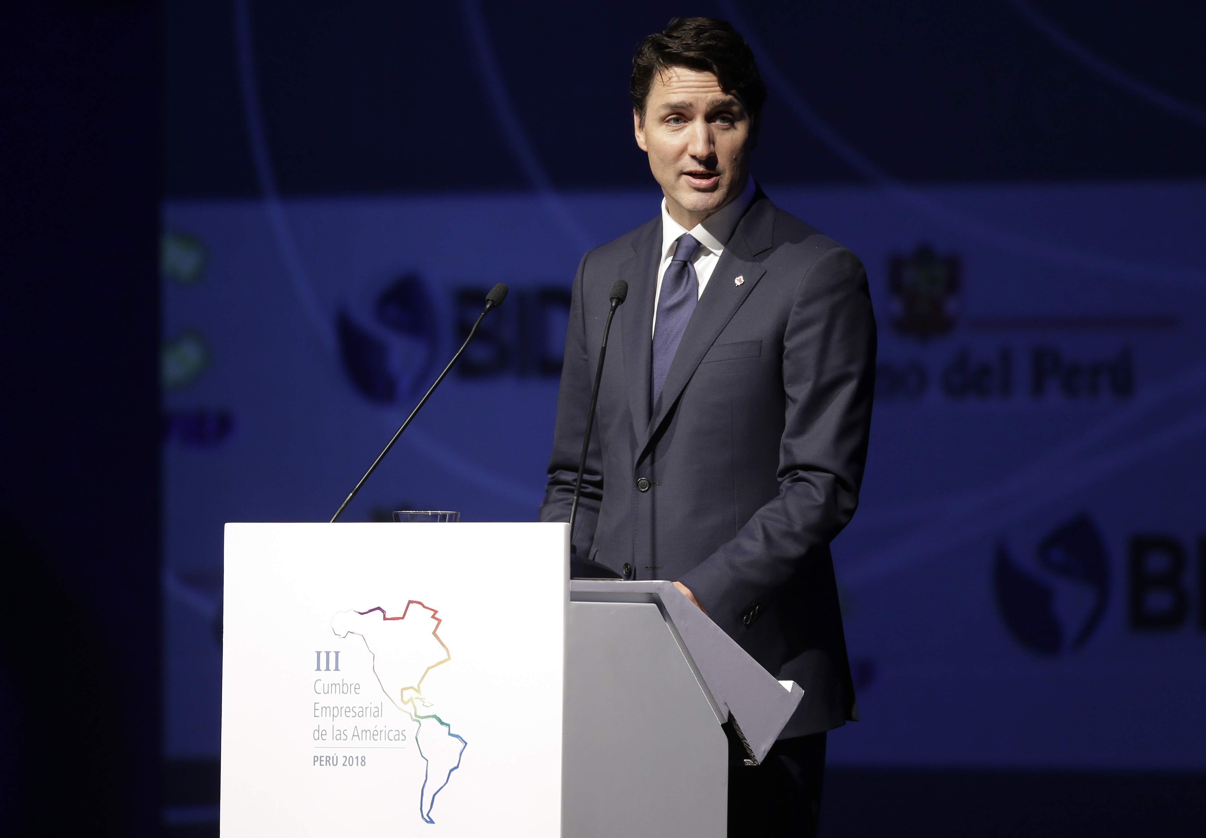 Trudeau reivindica libre comercio ante empresarios de Cumbre de las Américas