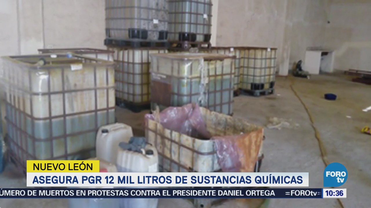 Aseguran 12 mil litros de sustancias químicas en Santa Catarina, NL