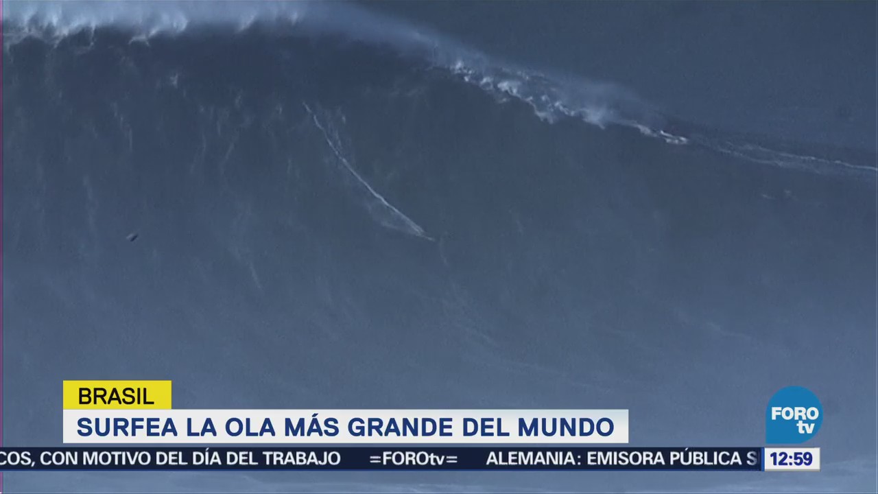 Brasileño impone récord mundial por surfear una ola de más de 24 metros de altura