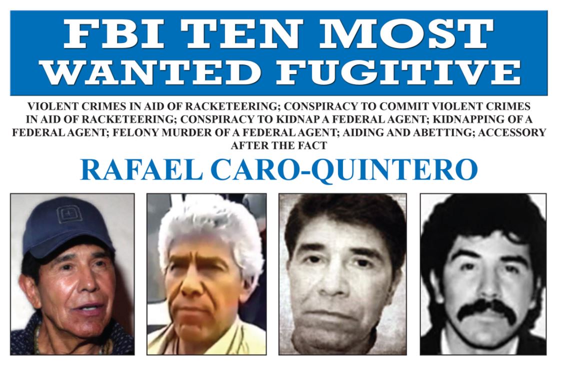 FBI incluye a Caro Quintero en su lista de los 10 más buscados