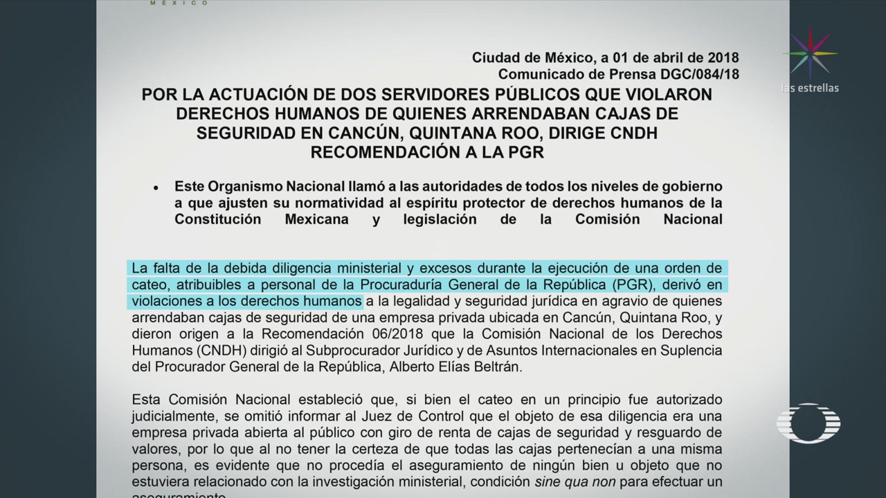 CNDH detecta 'excesos' en cateo de cajas de seguridad de Cancún
