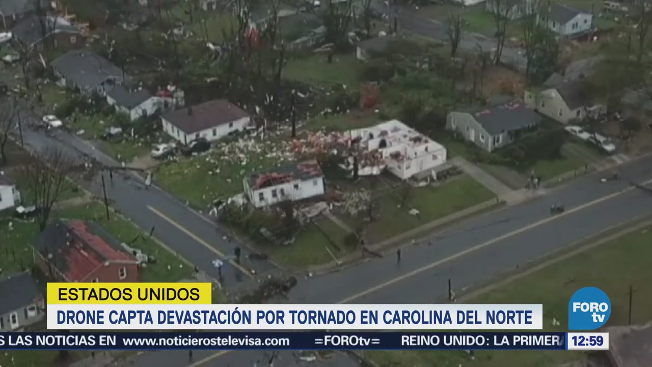Drone capta daños causados por un tornado en Carolina del Norte