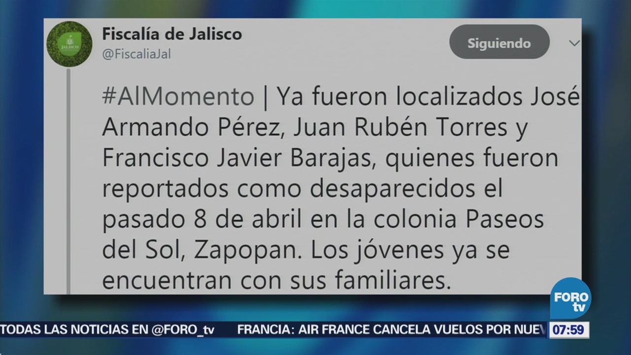 Fiscalía de Jalisco anuncia la localización de los estudiantes desaparecidos en Zapopan