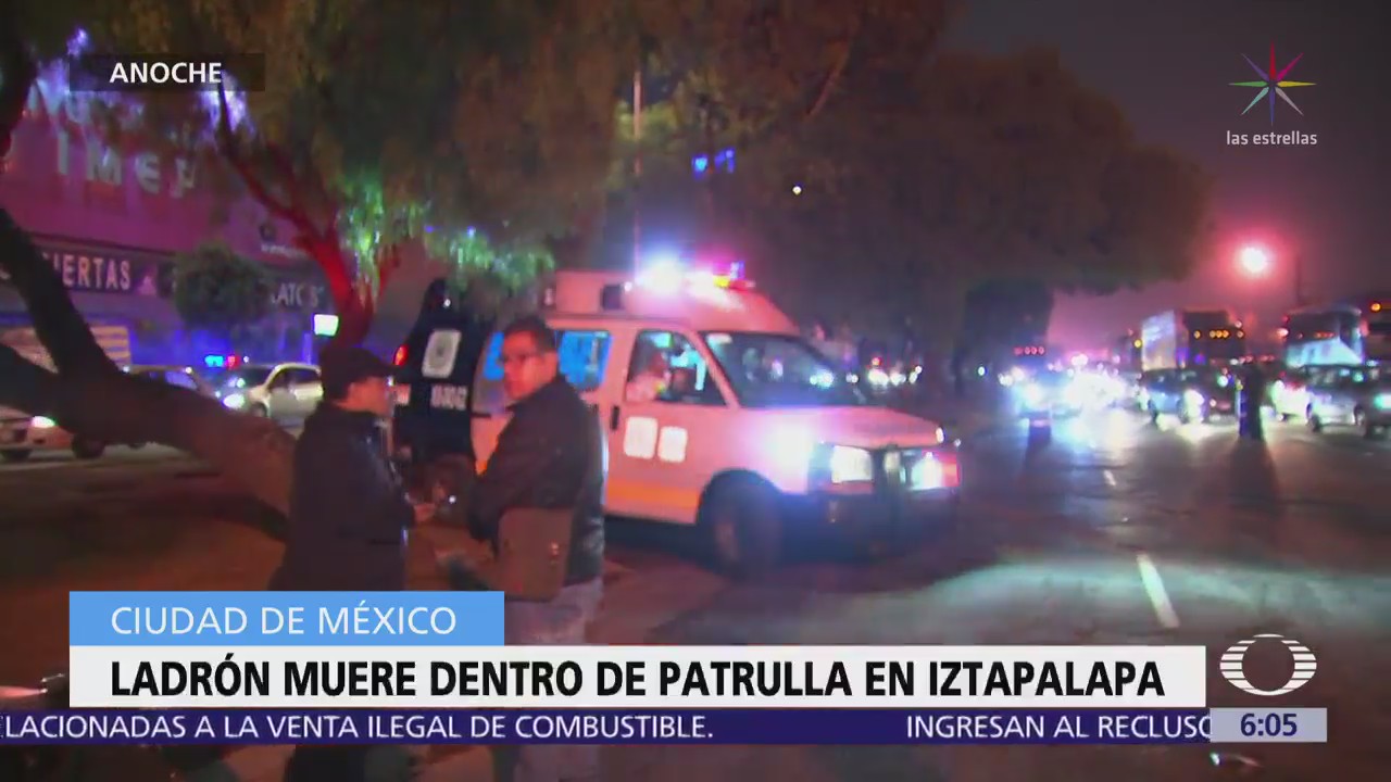 Ladrón muere dentro de una patrulla en Iztapalapa, CDMX