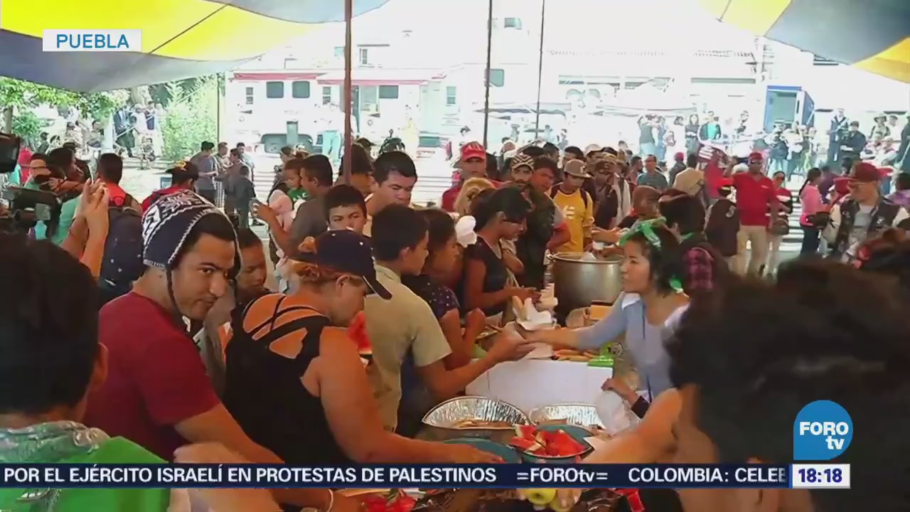 Llega la caravana de migrantes a Puebla