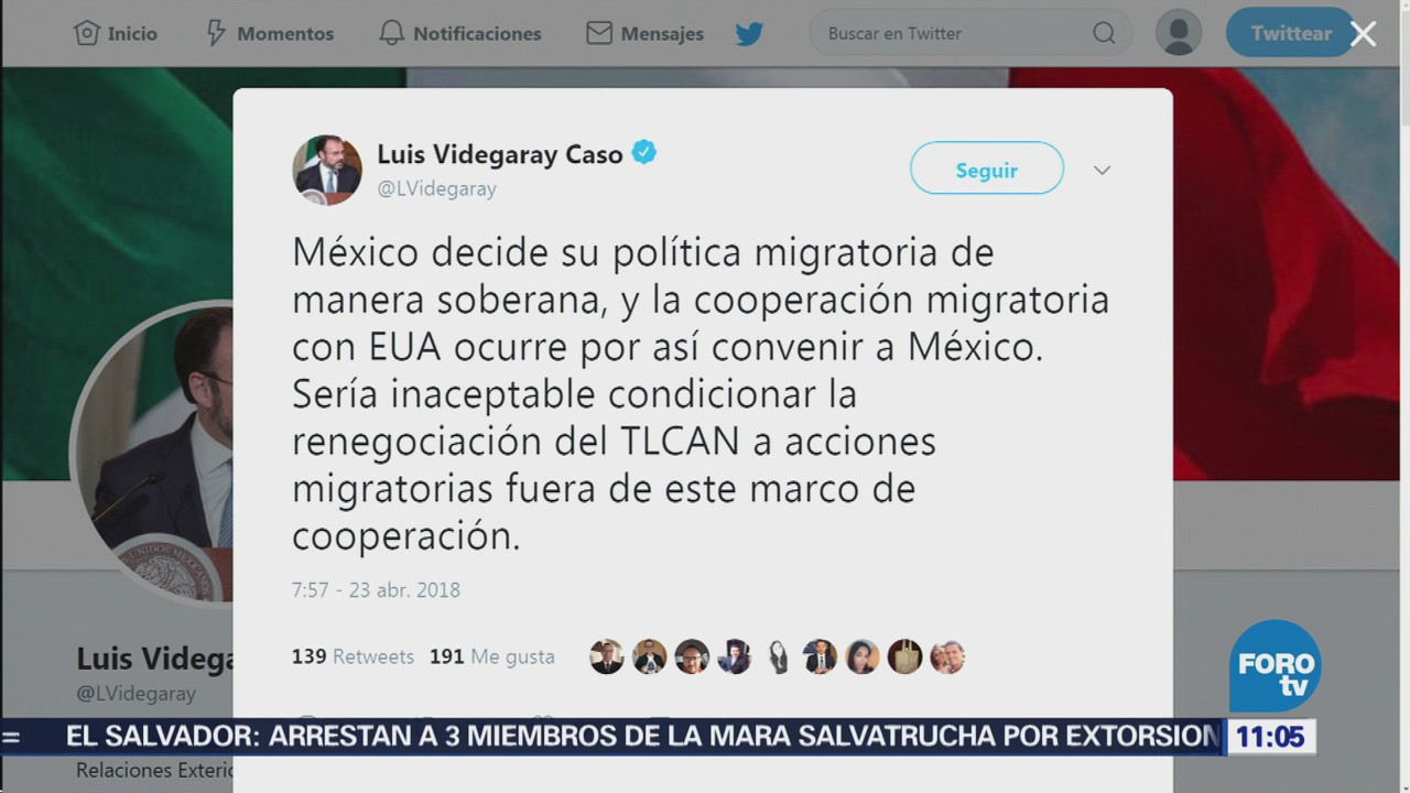 Luis Videgaray responde a Donald Trump sobre renegociación del TLCAN