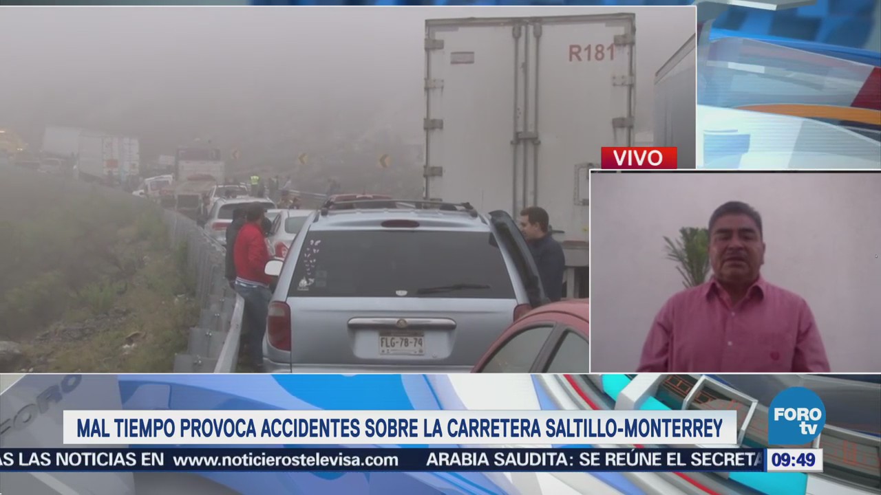 Mal tiempo Provoca Carambola Carretera Saltillo-Monterrey Accidente