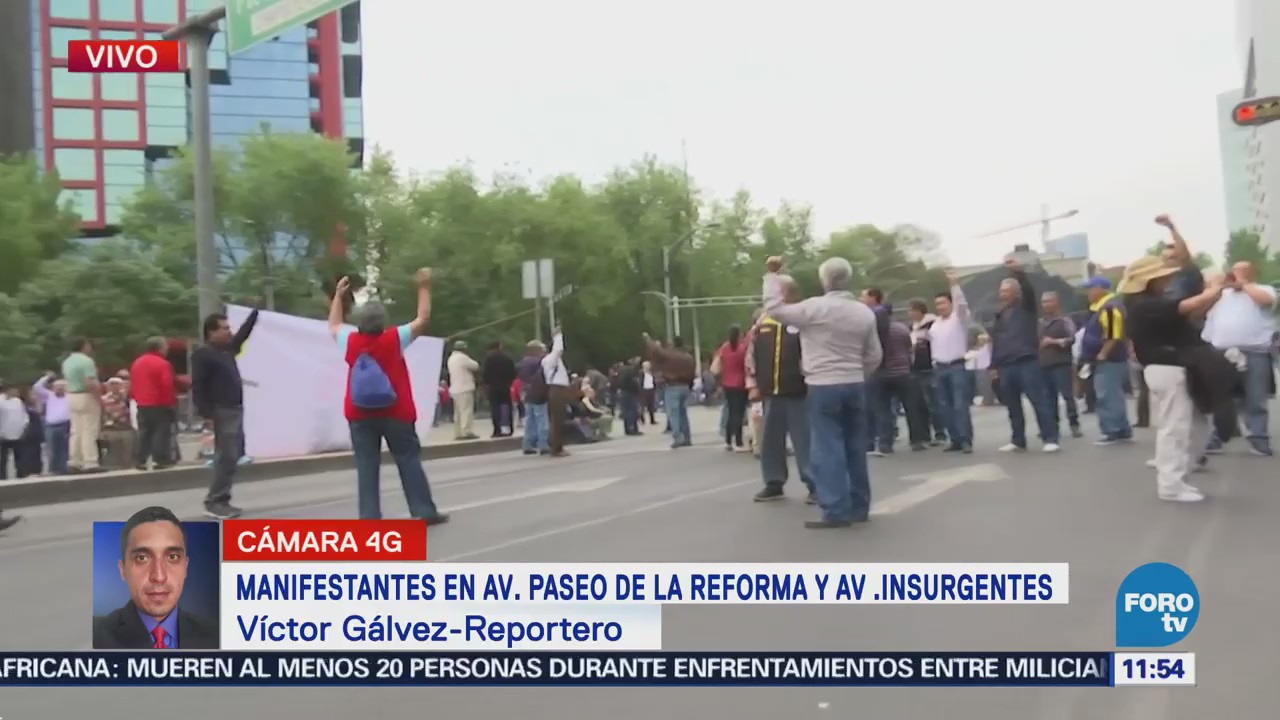 Manifestantes cierran circulación en Paseo de la Reforma e Insurgentes, CDMX