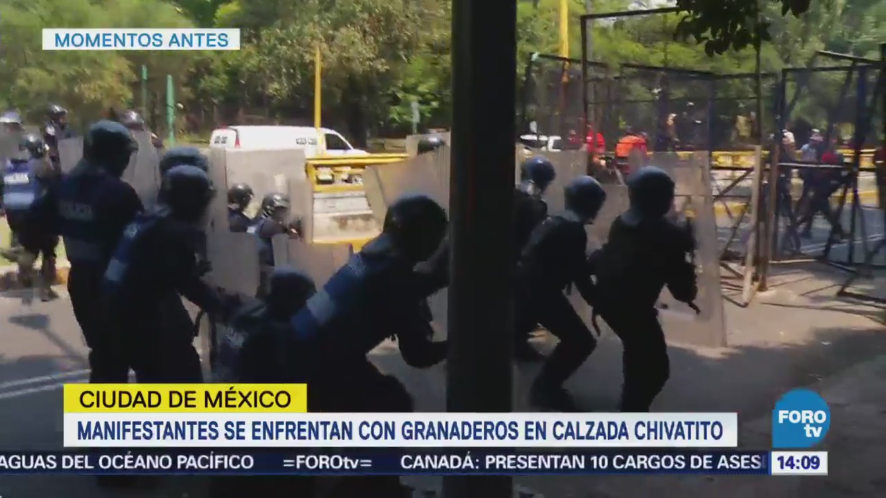 Manifestantes Enfrentan Granaderos Calzada Chivatito Cdmx