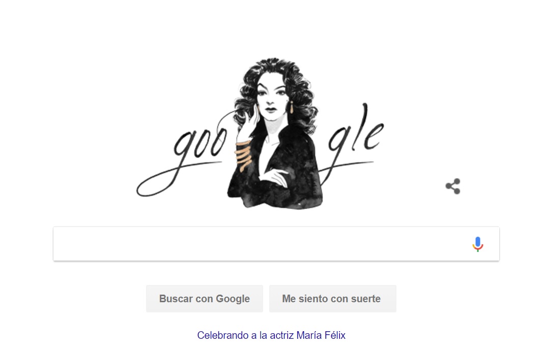 Google rinde tributo con doodle a María Félix, a 104 años de su nacimiento
