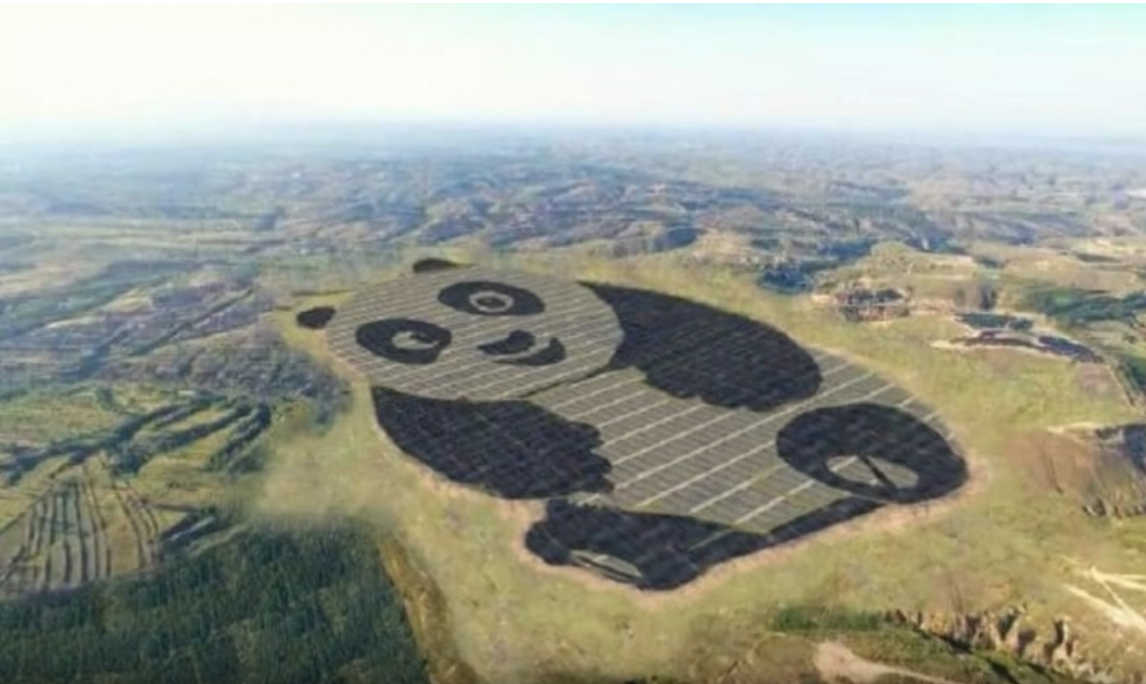 Enorme granja solar con la forma de panda es construida en China