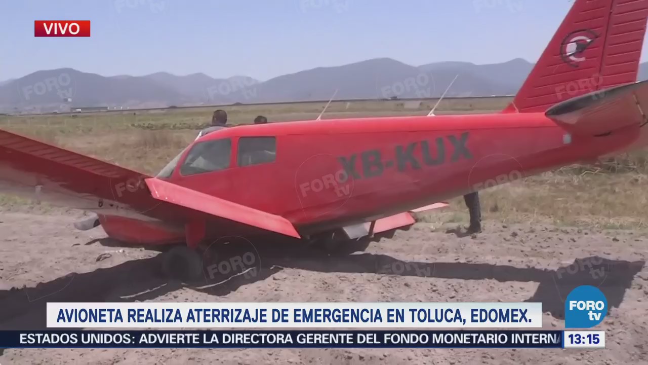 Reportan saldo blanco tras aterrizaje de emergencia de avioneta en Toluca