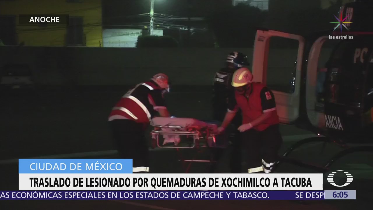 Trasladan a hombre con quemaduras de Xochimilco a Tacuba