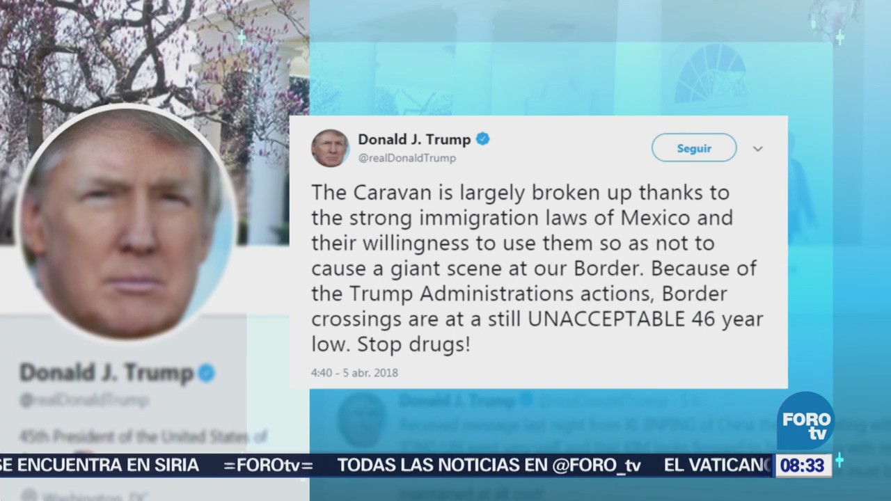 Trump elogia a México por caravana de migrantes