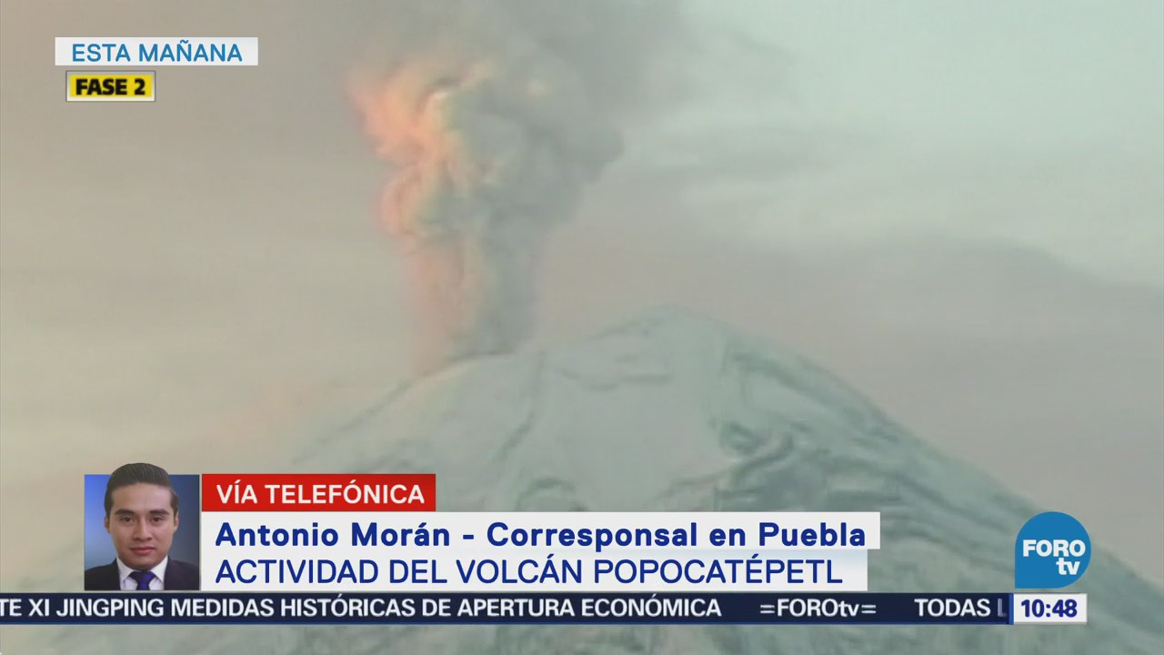 Volcán Popocatépetl incrementa actividad de manera moderada