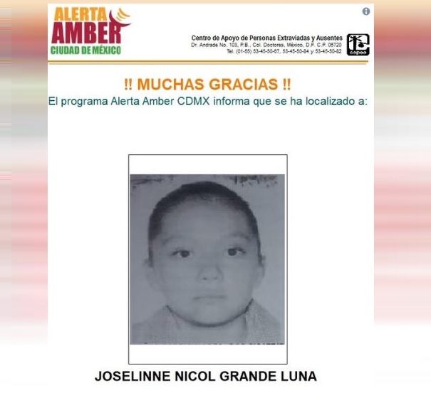 PGJCDMX desactiva alerta amber para localizar Joselinne Nicol Grande Luna