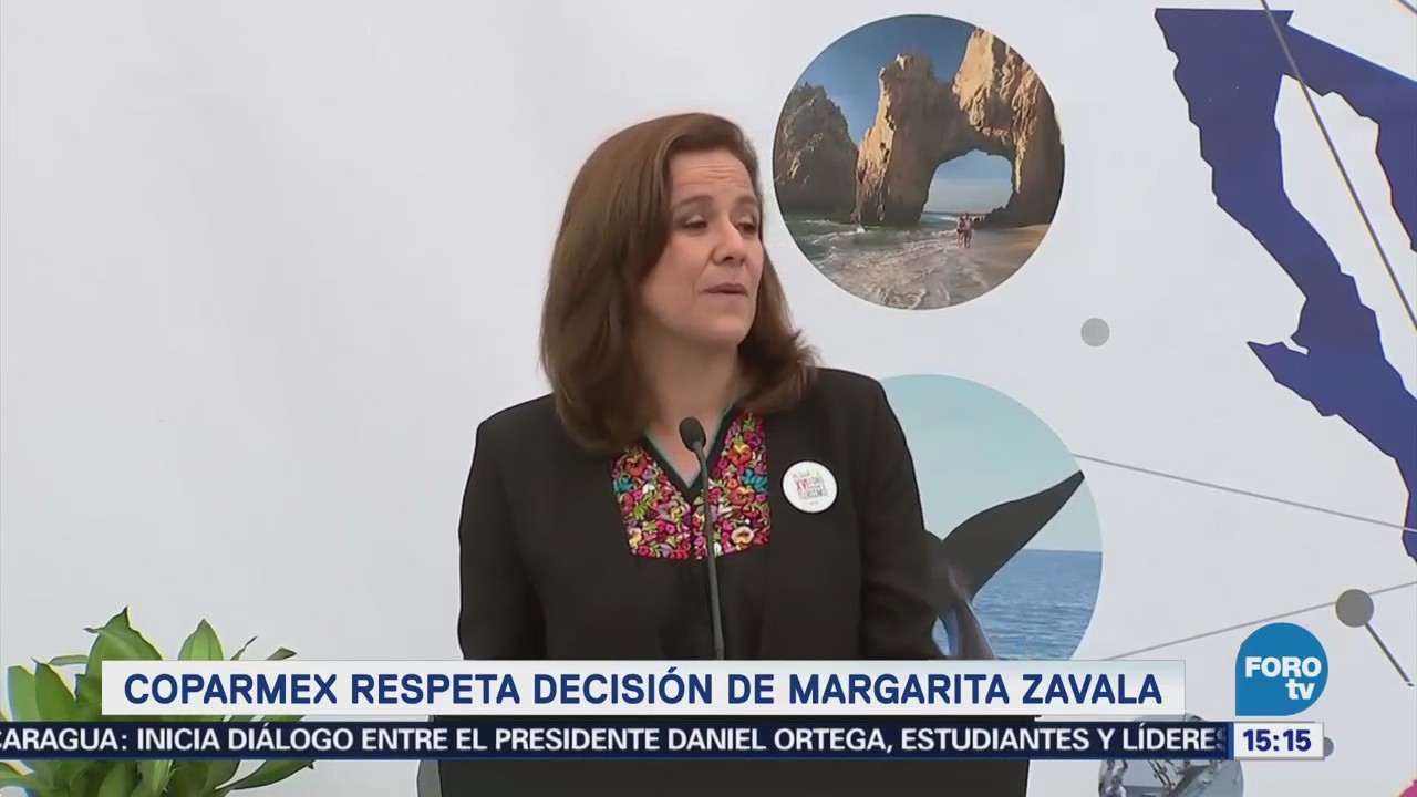 Coparmex respeta decisión de Margarita Zavala