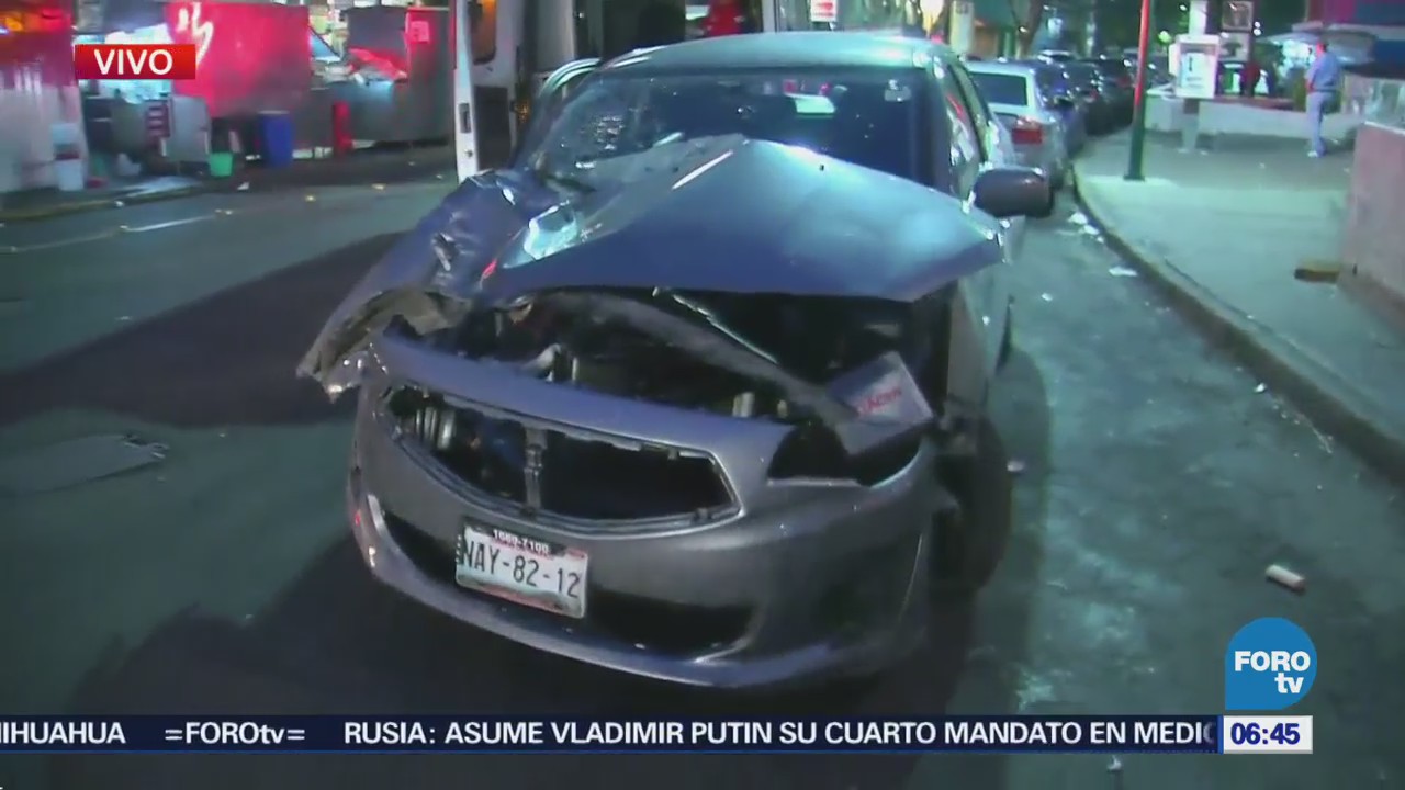 Dos lesionados en accidente vehicular en la avenida Cuauhtémoc, CDMX