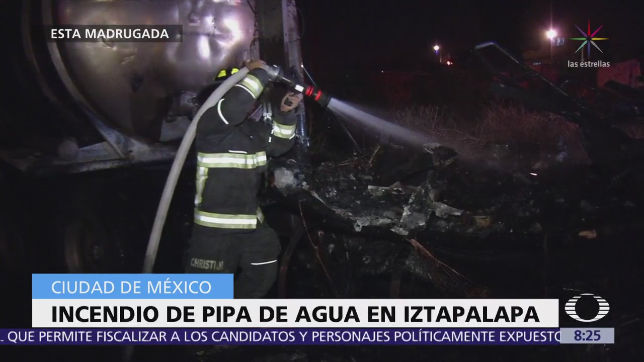 Hombres incendian pipa de agua en Iztapalapa