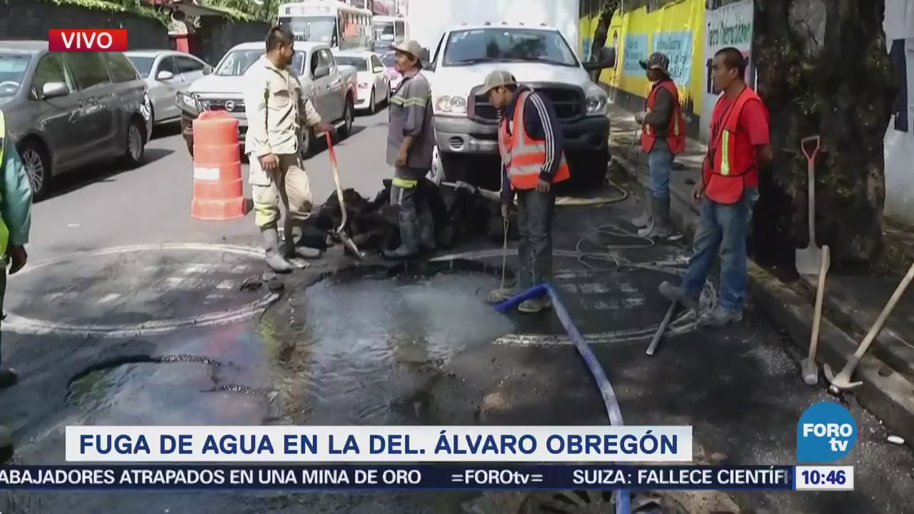 Inician reparación de fuga de agua en la delegación Álvaro Obregón
