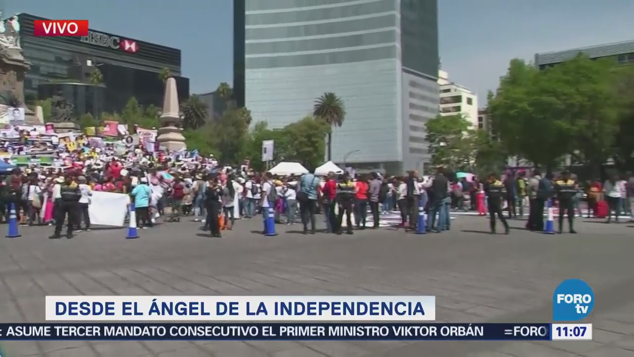 Manifestación afecta circulación en la glorieta del Ángel de la Independencia