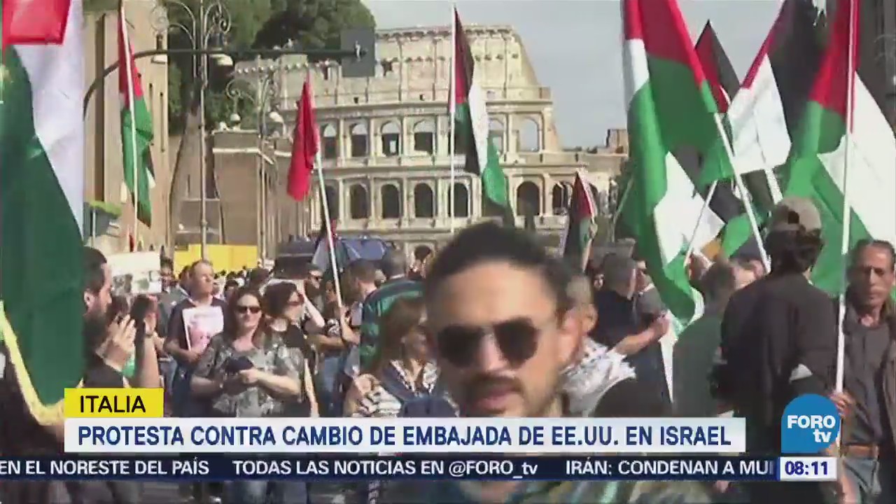 Manifestantes Italia Rechazan Cambio Sede Embajada Eu Israel