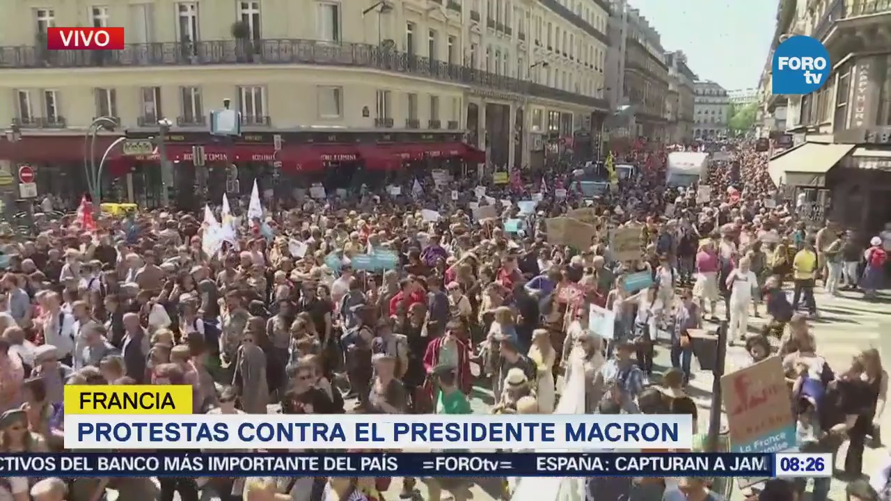 Manifestantes Protesta Contra Políticas Económicas Macron
