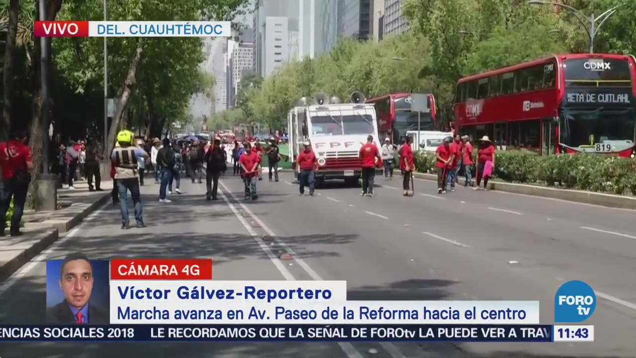 Marcha avanza por Reforma rumbo al centro de la CDMX