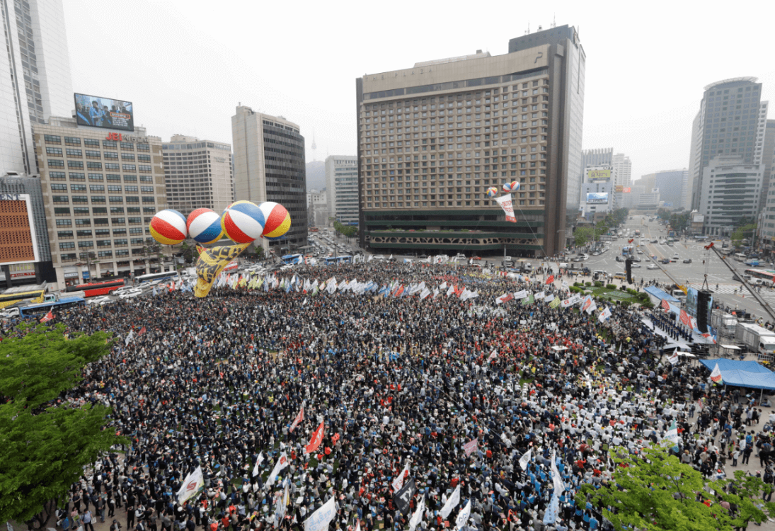 Marchas en Corea del Sur. (AP) 