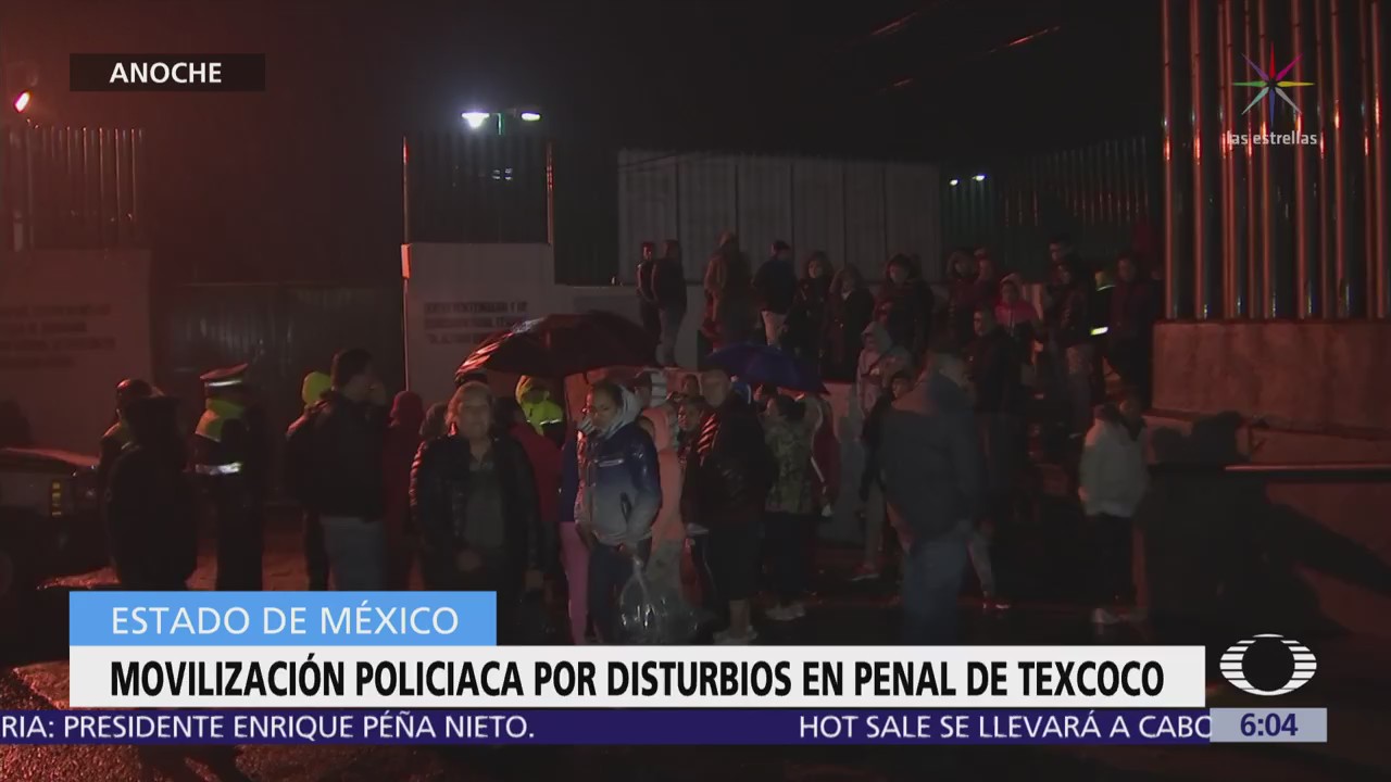Movilización policíaca por disturbios en penal de Texcoco