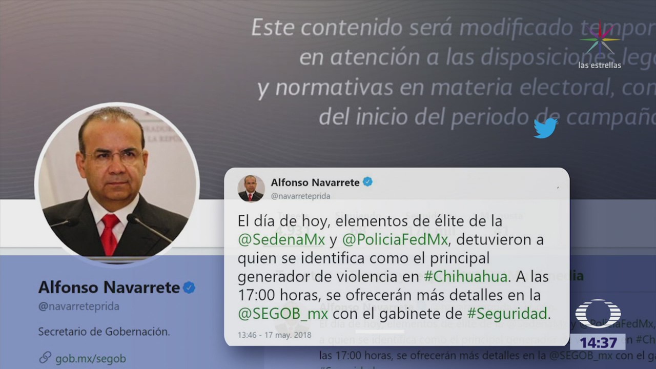 Navarrete Prida anuncia captura de jefe criminal