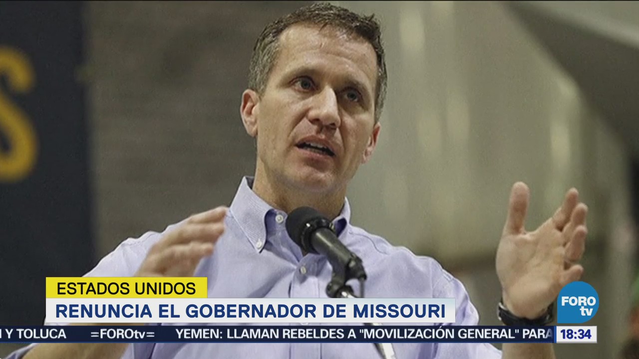 Renuncia gobernador Missouri, Durante una conferencia de prensa, Eric Greitens,