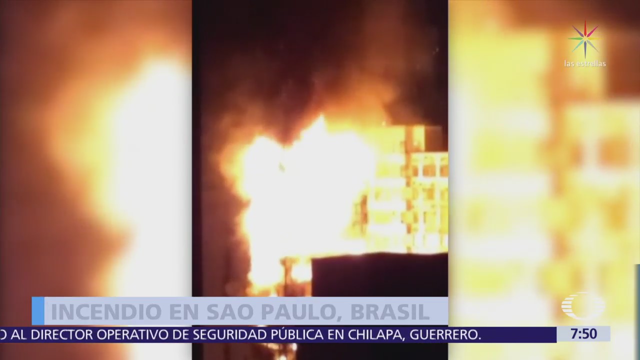 Se incendia y colapsa edificio en Brasil