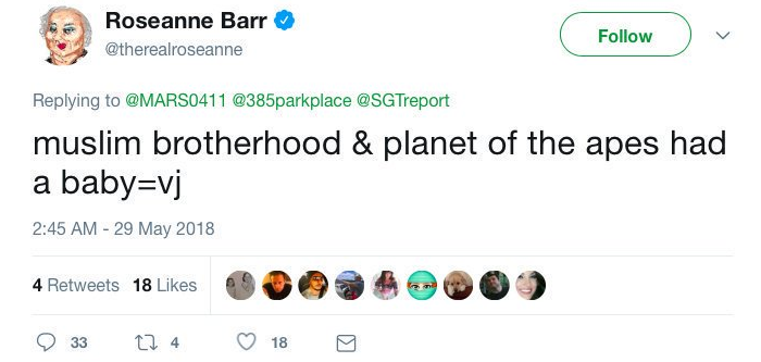 ABC cancela show de Roseanne Barr por tuit racista