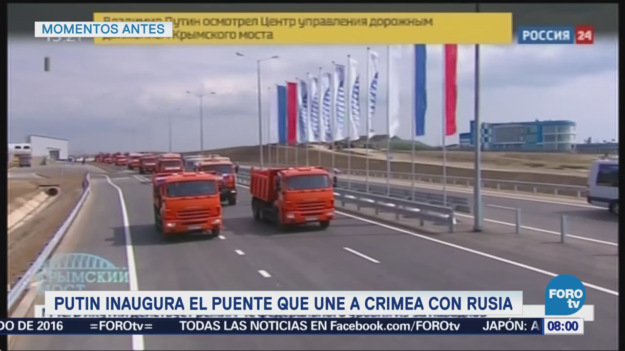 Vladimir Putin inaugura puente que conecta a Rusia con Crimea