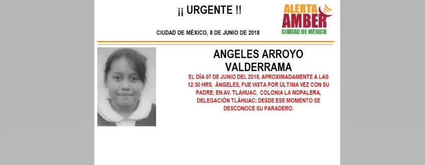Activan Alerta Amber para localizar a Ángeles Arroyo en Tláhuac