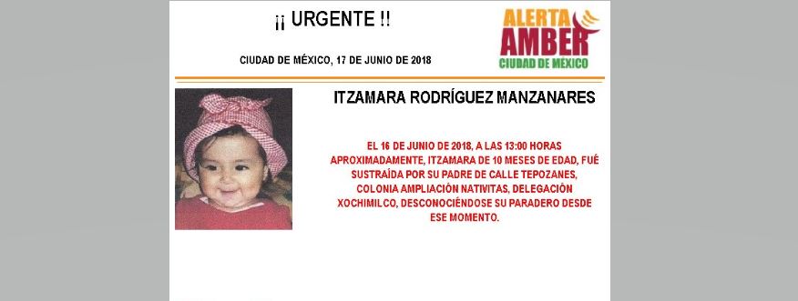 Activan Alerta Ámber localizar bebé sustraída Xochimilco