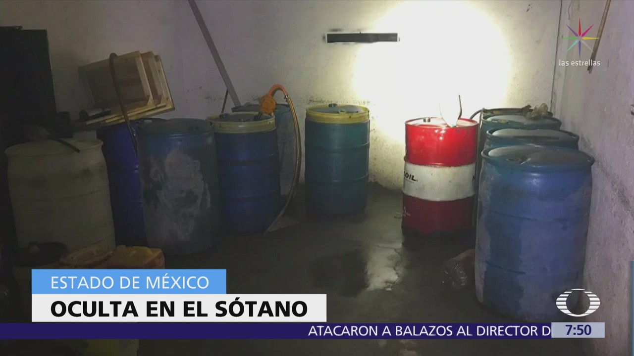 Aseguran combustible robado en el sótano de palacio municipal en Edomex