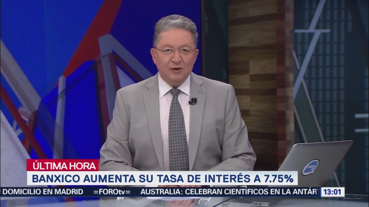 Banxico anuncia alza de tasas al 7.75