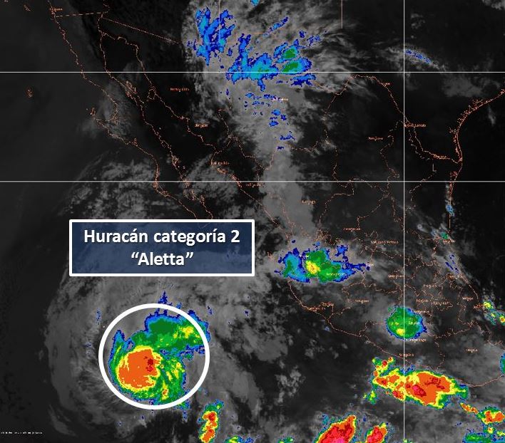 huracan aletta se degrada categoria 2