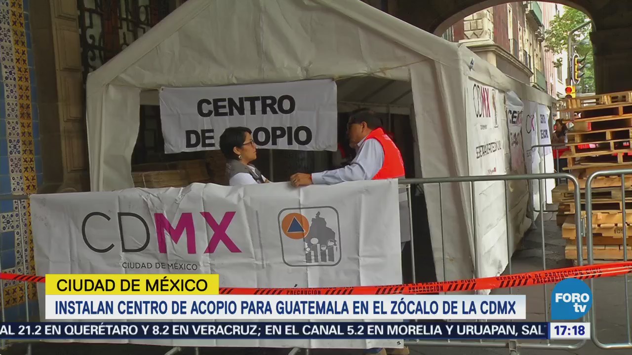 Instalan Centro Acopio CDMX Zócalo Damnificados Guatemala