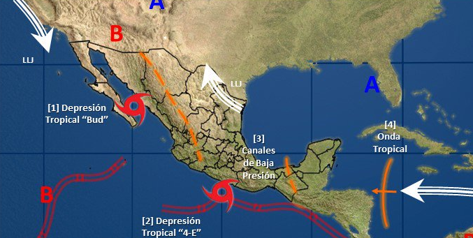 Depresión tropical 4-E se fortalecerá al sur de Guerrero