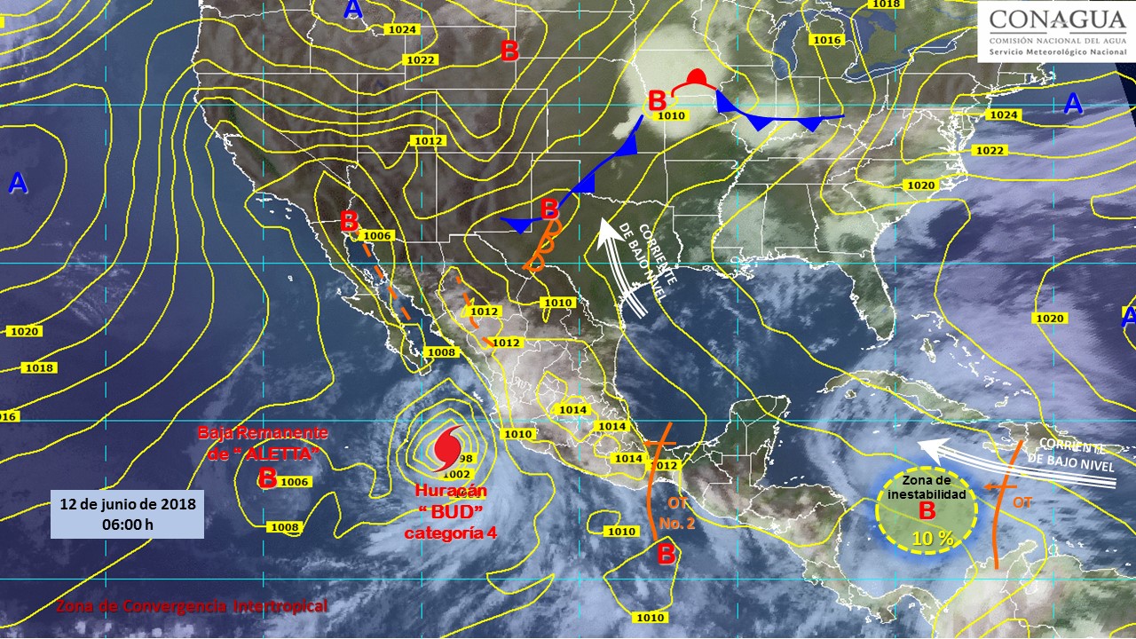 Huracán “Bud” y onda tropical 2 favorecen lluvias en México