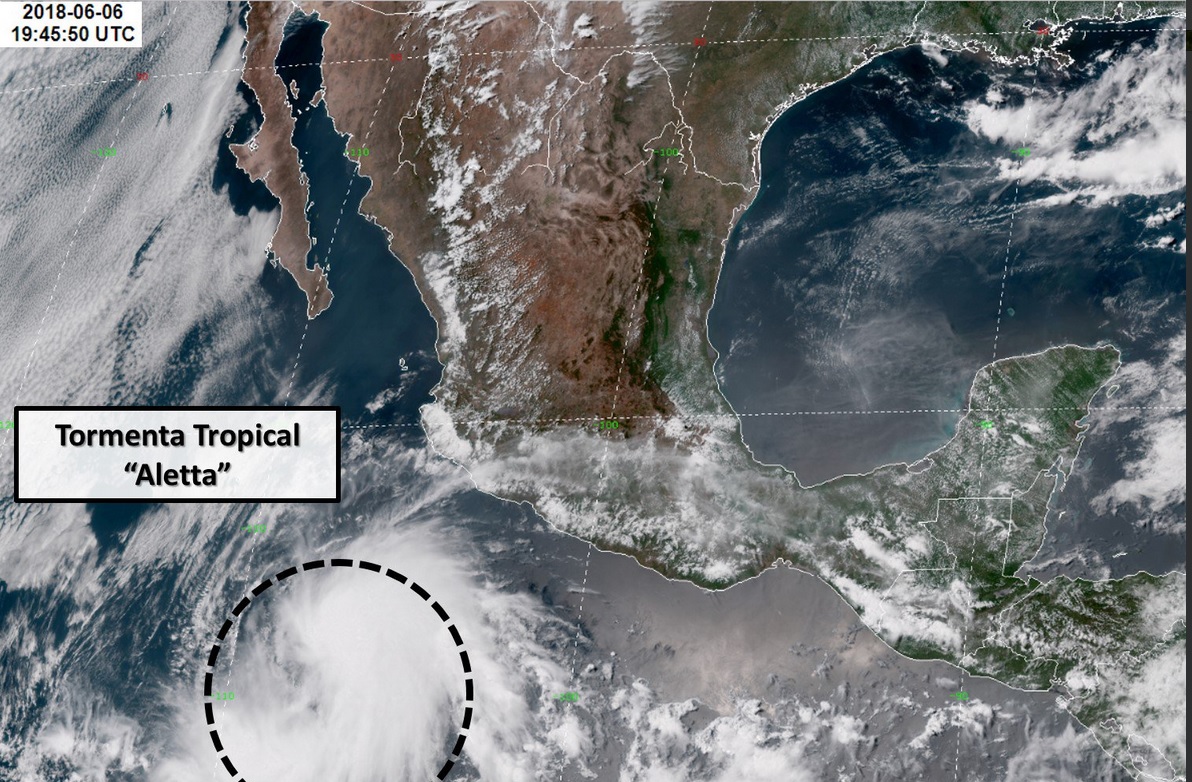 Alerta verde en Colima por tormenta tropical Aletta