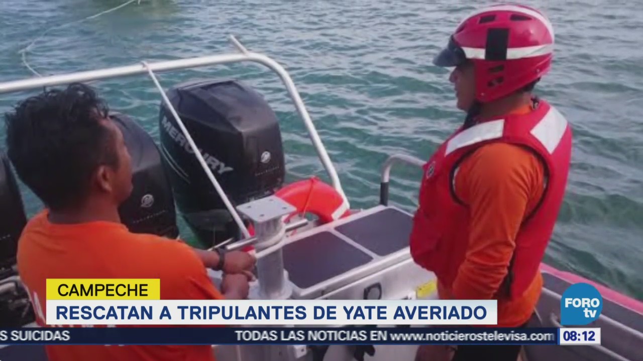 Marina rescata a tripulantes de yate averiado en Campeche