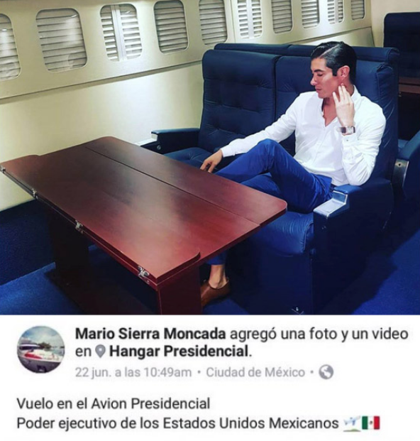 Mario Sierra Moncada acusado de viajar en el avión presidencial