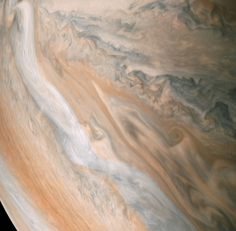 NASA publica nueva foto de corriente en chorro en Júpiter