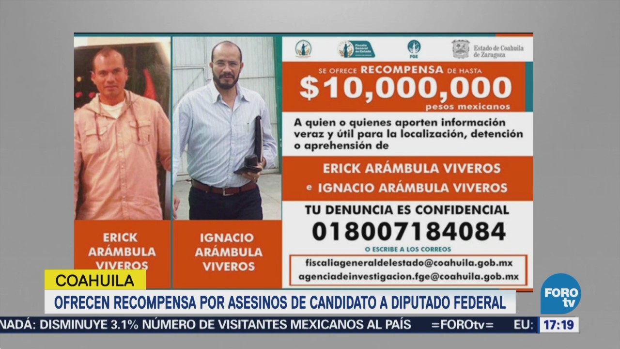 recompensa por homicidas candidato Fernando Purón